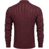 COOFANDY Men’s Shawl Collar Pullover Sweater Slim Fit Casual Button Cable Knit Sweaters(Burgundy)