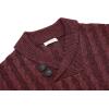 COOFANDY Men’s Shawl Collar Pullover Sweater Slim Fit Casual Button Cable Knit Sweaters(Burgundy)