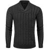 COOFANDY Men’s Shawl Collar Pullover Sweater Slim Fit Casual Button Cable Knit Sweaters(Dark Grey)