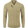 COOFANDY Men’s Shawl Collar Pullover Sweater Slim Fit Casual Button Cable Knit Sweaters(Dark Khaki)