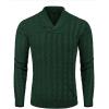 COOFANDY Men’s Shawl Collar Pullover Sweater Slim Fit Casual Button Cable Knit Sweaters(Green)