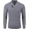 COOFANDY Men’s Shawl Collar Pullover Sweater Slim Fit Casual Button Cable Knit Sweaters(Grey)