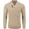 COOFANDY Men’s Shawl Collar Pullover Sweater Slim Fit Casual Button Cable Knit Sweaters(Khaki)