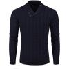 COOFANDY Men’s Shawl Collar Pullover Sweater Slim Fit Casual Button Cable Knit Sweaters(Navy Blue)