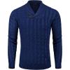 COOFANDY Men’s Shawl Collar Pullover Sweater Slim Fit Casual Button Cable Knit Sweaters(Royal Blue)
