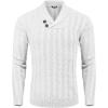 COOFANDY Men’s Shawl Collar Pullover Sweater Slim Fit Casual Button Cable Knit Sweaters(White)