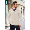 COOFANDY Men’s Shawl Collar Sweaters V-Neck Relaxed Fit Cable Pullovers(Apricot)