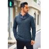 COOFANDY Men’s Shawl Collar Sweaters V-Neck Relaxed Fit Cable Pullovers(Blue Gray)