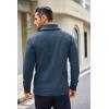 COOFANDY Men’s Shawl Collar Sweaters V-Neck Relaxed Fit Cable Pullovers(Blue Gray)