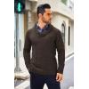 COOFANDY Men’s Shawl Collar Sweaters V-Neck Relaxed Fit Cable Pullovers(Brown)