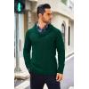 COOFANDY Men’s Shawl Collar Sweaters V-Neck Relaxed Fit Cable Pullovers(Dark Green)