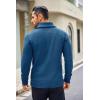 COOFANDY Men’s Shawl Collar Sweaters V-Neck Relaxed Fit Cable Pullovers(Denim Blue)