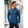 COOFANDY Men’s Shawl Collar Sweaters V-Neck Relaxed Fit Cable Pullovers(Denim Blue)