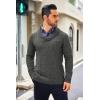 COOFANDY Men’s Shawl Collar Sweaters V-Neck Relaxed Fit Cable Pullovers(Grey)