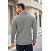 COOFANDY Men’s Shawl Collar Sweaters V-Neck Relaxed Fit Cable Pullovers(Light Grey)