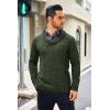 COOFANDY Men’s Shawl Collar Sweaters V-Neck Relaxed Fit Cable Pullovers(Olive)