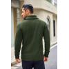 COOFANDY Men’s Shawl Collar Sweaters V-Neck Relaxed Fit Cable Pullovers(Olive)