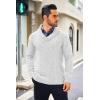 COOFANDY Men’s Shawl Collar Sweaters V-Neck Relaxed Fit Cable Pullovers(White)