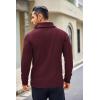 COOFANDY Men’s Shawl Collar Sweaters V-Neck Relaxed Fit Cable Pullovers(Wine Red)