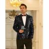 COOFANDY Mens Shiny Sequin Blazer Tuxedo Party Dinner Prom One Button Suit Jacket(Black)