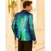 COOFANDY Mens Shiny Sequin Blazer Tuxedo Party Dinner Prom One Button Suit Jacket(Blue Green)