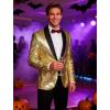COOFANDY Mens Shiny Sequin Blazer Tuxedo Party Dinner Prom One Button Suit Jacket(Champagne)