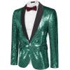 COOFANDY Mens Shiny Sequin Blazer Tuxedo Party Dinner Prom One Button Suit Jacket(Evergreen)