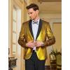 COOFANDY Mens Shiny Sequin Blazer Tuxedo Party Dinner Prom One Button Suit Jacket(Gold)