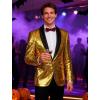 COOFANDY Mens Shiny Sequin Blazer Tuxedo Party Dinner Prom One Button Suit Jacket(Gold)