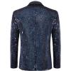 COOFANDY Mens Shiny Sequin Blazer Tuxedo Party Dinner Prom One Button Suit Jacket(Multicolored-navy Blue)