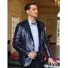 COOFANDY Mens Shiny Sequin Blazer Tuxedo Party Dinner Prom One Button Suit Jacket(Multicolored-navy Blue)
