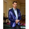 COOFANDY Mens Shiny Sequin Blazer Tuxedo Party Dinner Prom One Button Suit Jacket(Navy Blue)