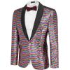 COOFANDY Mens Shiny Sequin Blazer Tuxedo Party Dinner Prom One Button Suit Jacket(Pat3)