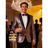 COOFANDY Mens Shiny Sequin Blazer Tuxedo Party Dinner Prom One Button Suit Jacket(Pat3)