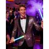 COOFANDY Mens Shiny Sequin Blazer Tuxedo Party Dinner Prom One Button Suit Jacket(Pat3)