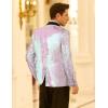 COOFANDY Mens Shiny Sequin Blazer Tuxedo Party Dinner Prom One Button Suit Jacket(Pink)