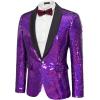 COOFANDY Mens Shiny Sequin Blazer Tuxedo Party Dinner Prom One Button Suit Jacket(Purple)