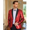 COOFANDY Mens Shiny Sequin Blazer Tuxedo Party Dinner Prom One Button Suit Jacket(Red)