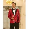COOFANDY Mens Shiny Sequin Blazer Tuxedo Party Dinner Prom One Button Suit Jacket(Red)