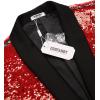 COOFANDY Mens Shiny Sequin Blazer Tuxedo Party Dinner Prom One Button Suit Jacket(Red-2)