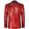 COOFANDY Mens Shiny Sequin Blazer Tuxedo Party Dinner Prom One Button Suit Jacket(Red-2)