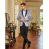 COOFANDY Mens Shiny Sequin Blazer Tuxedo Party Dinner Prom One Button Suit Jacket(Silver)