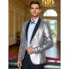 COOFANDY Mens Shiny Sequin Blazer Tuxedo Party Dinner Prom One Button Suit Jacket(Silver)