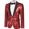 COOFANDY Mens Shiny Sequin Blazer Tuxedo Party Dinner Prom One Button Suit Jacket(Wine Red)