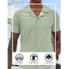 COOFANDY Mens Shirts Short Sleeve Button Up Shirts Casual Stylish Vacation Shirt Linen Shirt Light Green