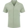 COOFANDY Mens Shirts Short Sleeve Button Up Shirts Casual Stylish Vacation Shirt Linen Shirt Light Green