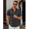 COOFANDY Men’s Short Sleeve Button Down Casual Shirts for Men Summer Untucked Shirts(Black)