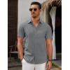 COOFANDY Men’s Short Sleeve Button Down Casual Shirts for Men Summer Untucked Shirts(Granite Gray)