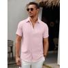 COOFANDY Men’s Short Sleeve Button Down Casual Shirts for Men Summer Untucked Shirts(Icy Pink)