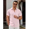 COOFANDY Men’s Short Sleeve Button Down Casual Shirts for Men Summer Untucked Shirts(Icy Pink)